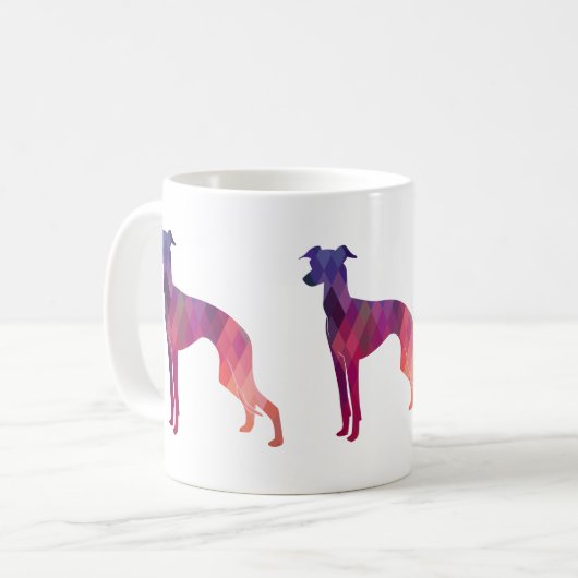 Italienische Greyhound Geo Pattern Silhouette - Ro Kaffeetasse (Vorderseite Links)