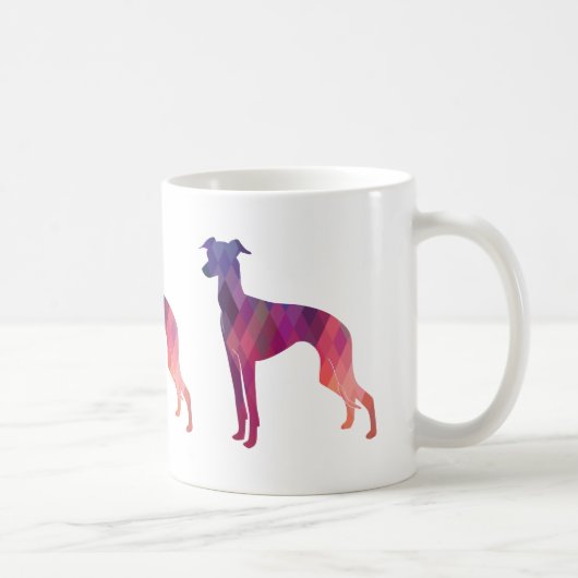 Italienische Greyhound Geo Pattern Silhouette - Ro Kaffeetasse (Rechts)