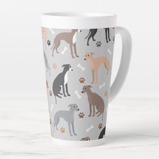 Italienische Greyhound Hunde Knochen und Paws Latt Milchtasse (Rechte Ecke)