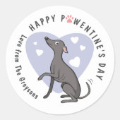 Italienische Greyhound Liebe Gray Cartoon Dog Nied Runder Aufkleber (Vorderseite)