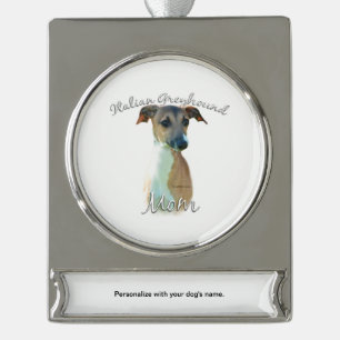 Italienische Greyhound-Mama 2 Banner-Ornament Silber