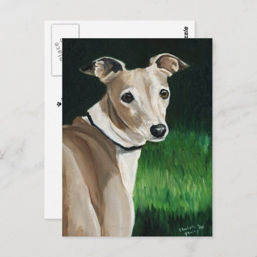 Italienische Greyhound Original Hunde Kunst Postka Postkarte (Vorne/Hinten)