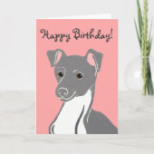 Italienische Greyhound Pink Happy Birthday Card Karte (Vorderseite)