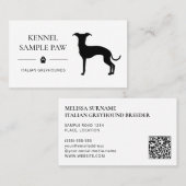 Italienische Greyhound-Silhouette - Hundezüchter Visitenkarte (Vorne/Hinten)