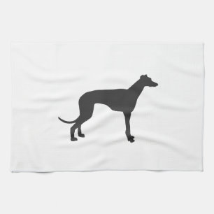Italienische Greyhound-Silhouette in Schwarz Geschirrtuch