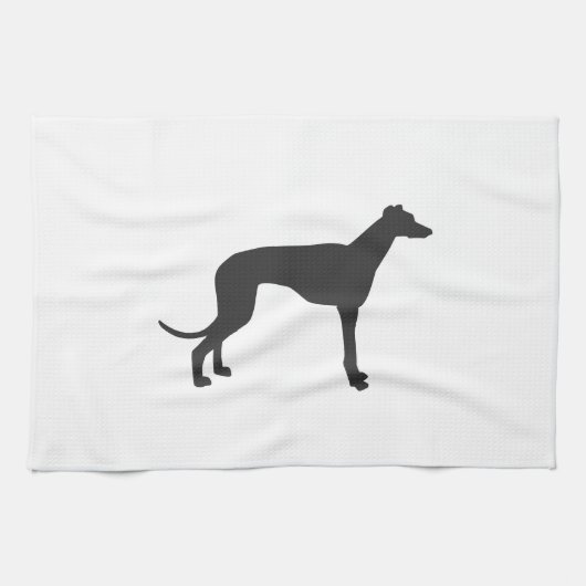 Italienische Greyhound-Silhouette in Schwarz Geschirrtuch (Horizontal)