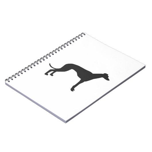 Italienische Greyhound-Silhouette in Schwarz Notizblock (Linke Seite)