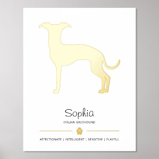 Italienische Greyhound-Silhouette mit Paste und Te Foliendrucke (Vorderseite)