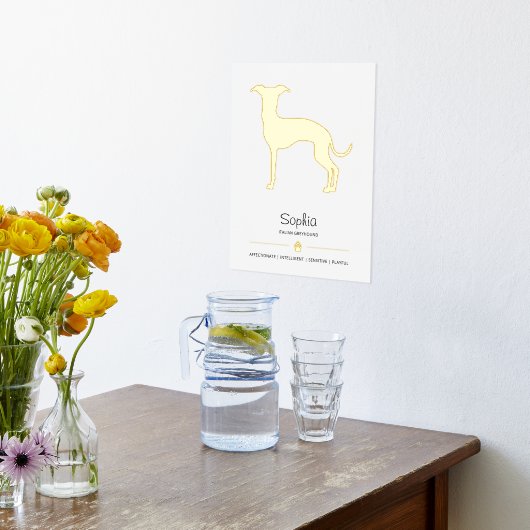 Italienische Greyhound-Silhouette mit Paste und Te Foliendrucke (Ablage(Küche))