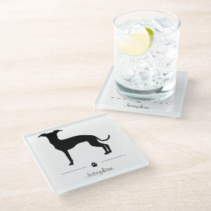 Italienische Greyhound-Silhouette mit Paste und Te Glasuntersetzer