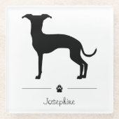Italienische Greyhound-Silhouette mit Paste und Te Glasuntersetzer (Vorderseite)