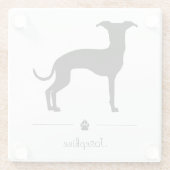 Italienische Greyhound-Silhouette mit Paste und Te Glasuntersetzer (Rückseite)