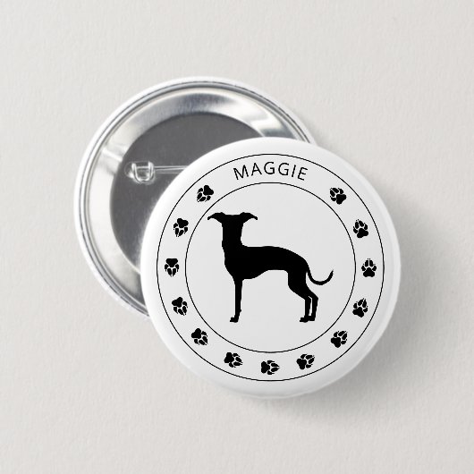 Italienische Greyhound-Silhouette mit Pasten und T Button (Vorne & Hinten)