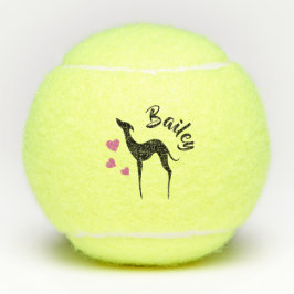 Italienische Greyhound Silhouette Rosa Herzen Name Tennisbälle