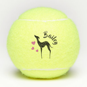 Italienische Greyhound Silhouette Rosa Herzen Name Tennisbälle