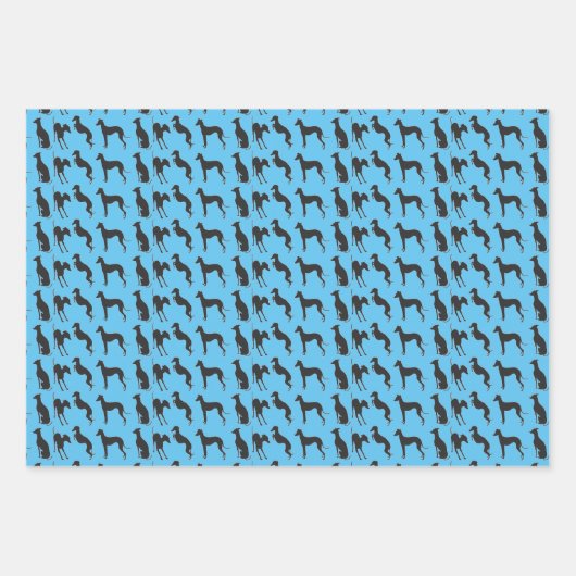 Italienische Greyhound-Silhouetten Geschenkpapier Set (Vorderseite)