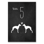 Italienische Greyhound-Silhouetten Hochzeitsempfan Tischnummer (Rückseite)
