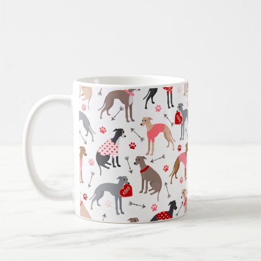 Italienische Greyhound Valentine Pattern Kaffeemas Kaffeetasse (Links)