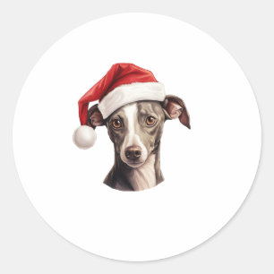 Italienische Greyhound Weihnachtsmannmütze Weihnac Runder Aufkleber