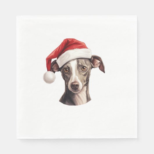 Italienische Greyhound Weihnachtsmannmütze Weihnac Serviette (Vorderseite)
