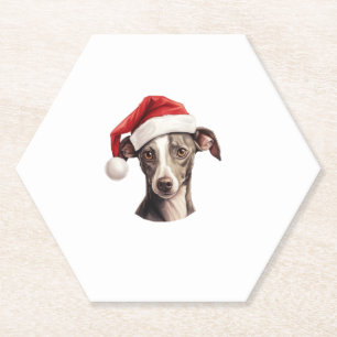 Italienische Greyhound Weihnachtsmannmütze Weihnac Untersetzer