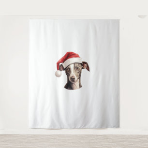 Italienische Greyhound Weihnachtsmannmütze Weihnac Wandteppich
