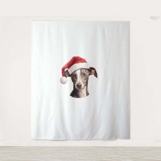 Italienische Greyhound Weihnachtsmannmütze Weihnac Wandteppich (Vorderseite)
