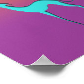 Italienische Greyhound Whippet blaue Silhouette bu Poster (Ecke)