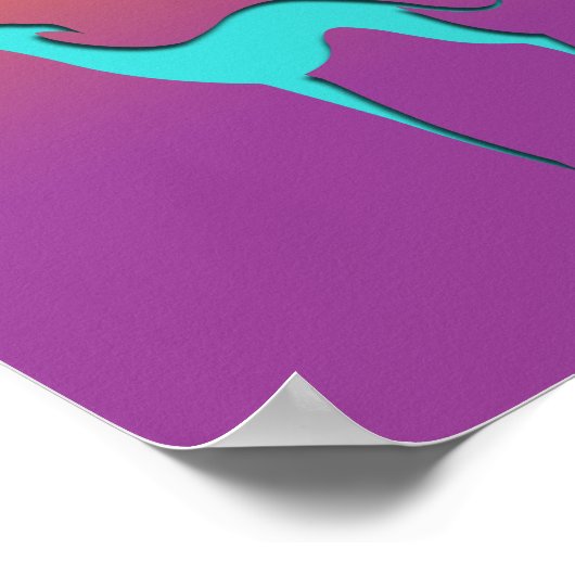 Italienische Greyhound Whippet blaue Silhouette bu Poster (Ecke)