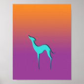 Italienische Greyhound Whippet blaue Silhouette bu Poster (Vorne)