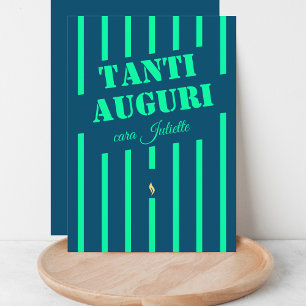 Italienische Grußkarte Tanti auguri blau Geburtsta