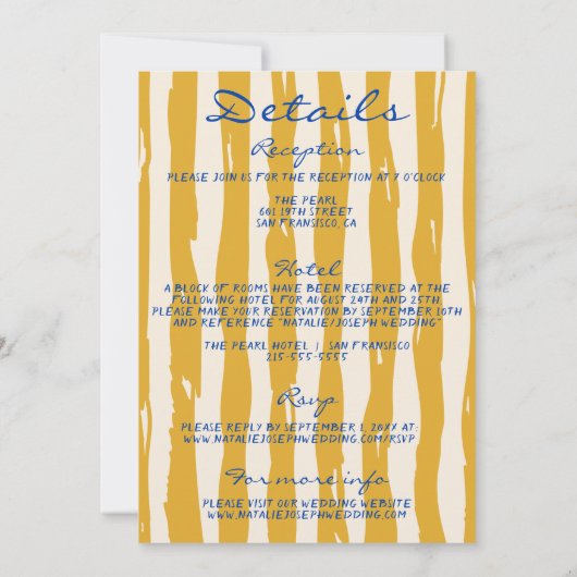 Italienische Hand schreibt Pinstripes in einer Hoc Einladung (Rückseite)