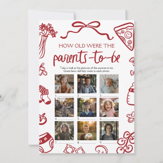 Italienische Hand zeichnete wie alt das Elternspie Einladung (Vorderseite)