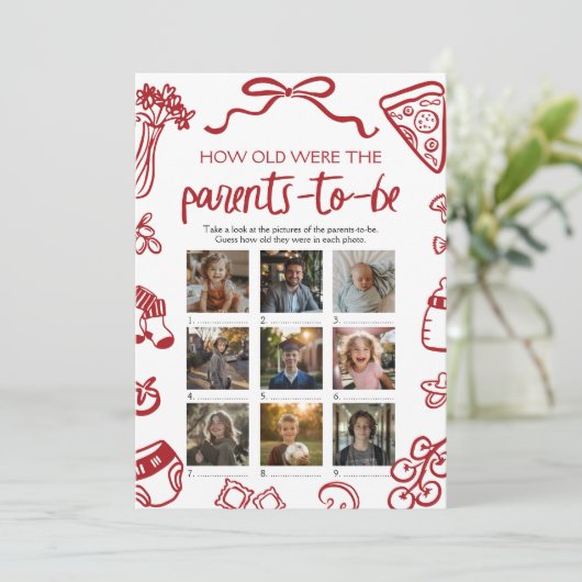 Italienische Hand zeichnete wie alt das Elternspie Einladung (Stehend Vorderseite)