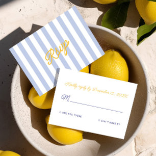 Italienische handgeschriebene gelbe und blaue Stre RSVP Karte