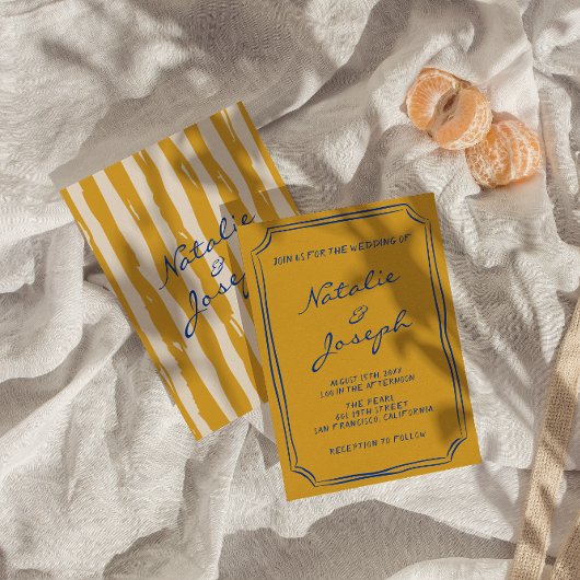Italienische handgeschriebene Pinstripes Hochzeit Einladung