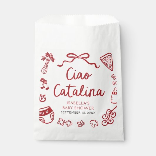 Italienische Handgezogene Pizza Ciao Bambino Babyd Geschenktütchen (Vorderseite)