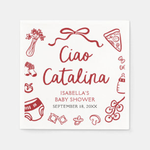 Italienische Handgezogene Pizza Ciao Catalina Kind Serviette