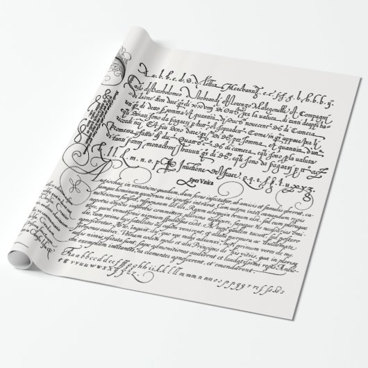 Italienische Handschrift Kalligrafie Vintag Art Geschenkpapier (Ungerollt)