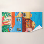 Italienische Häuser. Gouache Badehandtuch (Badehandtuch)