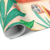 Italienische Häuser. Gouache Geschenkpapier (Rolleneckpunkt)