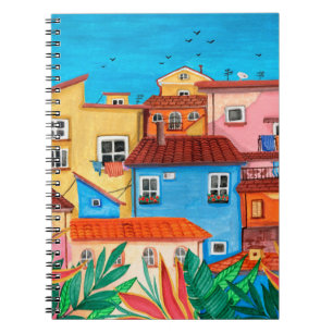 italienische Häuser. Gouache Notizblock