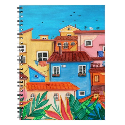 italienische Häuser. Gouache Notizblock (Vorderseite)