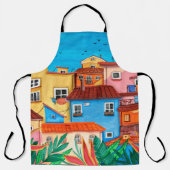 Italienische Häuser. Gouache Schürze (Vorderseite)