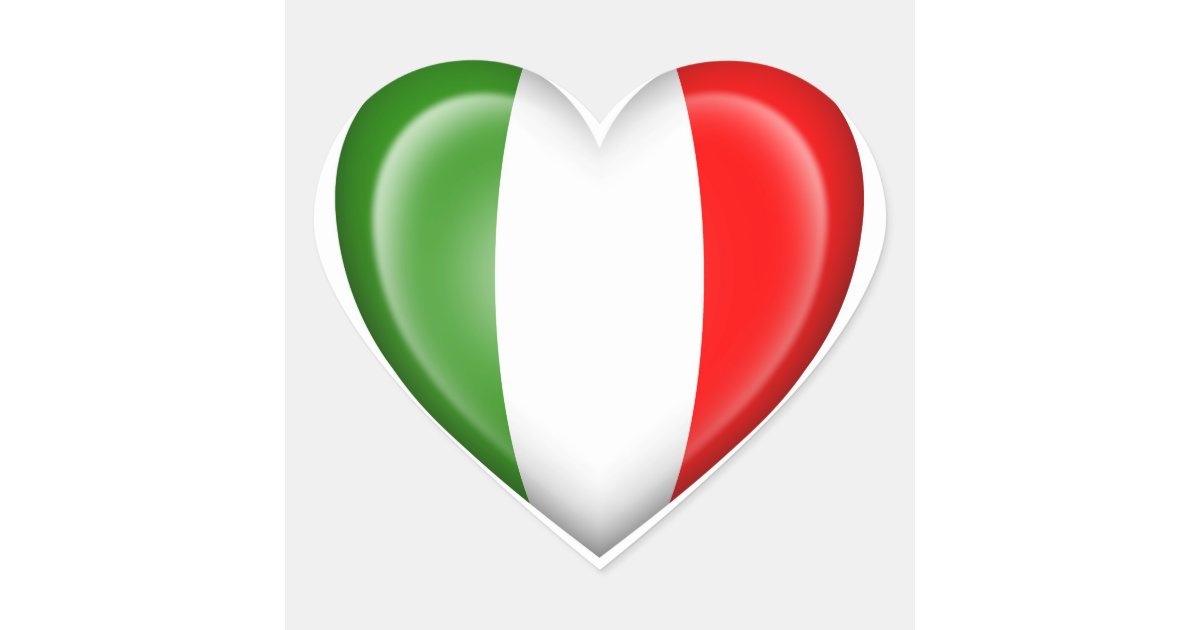 Italienische HerzFlagge auf Weiß HerzAufkleber Zazzle.de