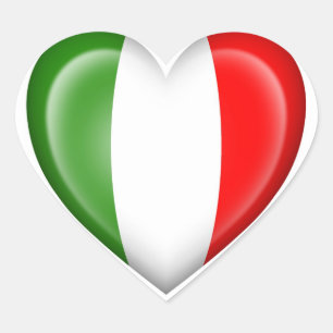 Italienische Herzenflagge auf Weiß Herz-Aufkleber