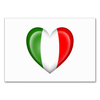 Italienische Herzenflagge auf Weiß Tischnummer