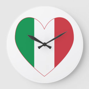 Italienische Herzflagge Große Wanduhr