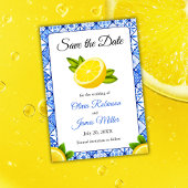 Italienische Hochzeit der blauen Tile Lemon Save The Date