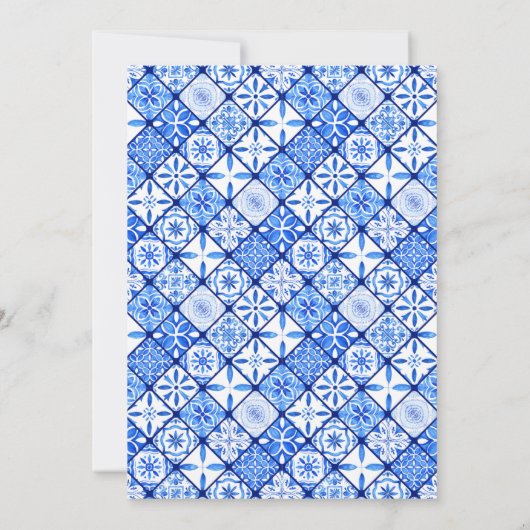 Italienische Hochzeit der blauen Tile Lemon Save The Date (Rückseite)